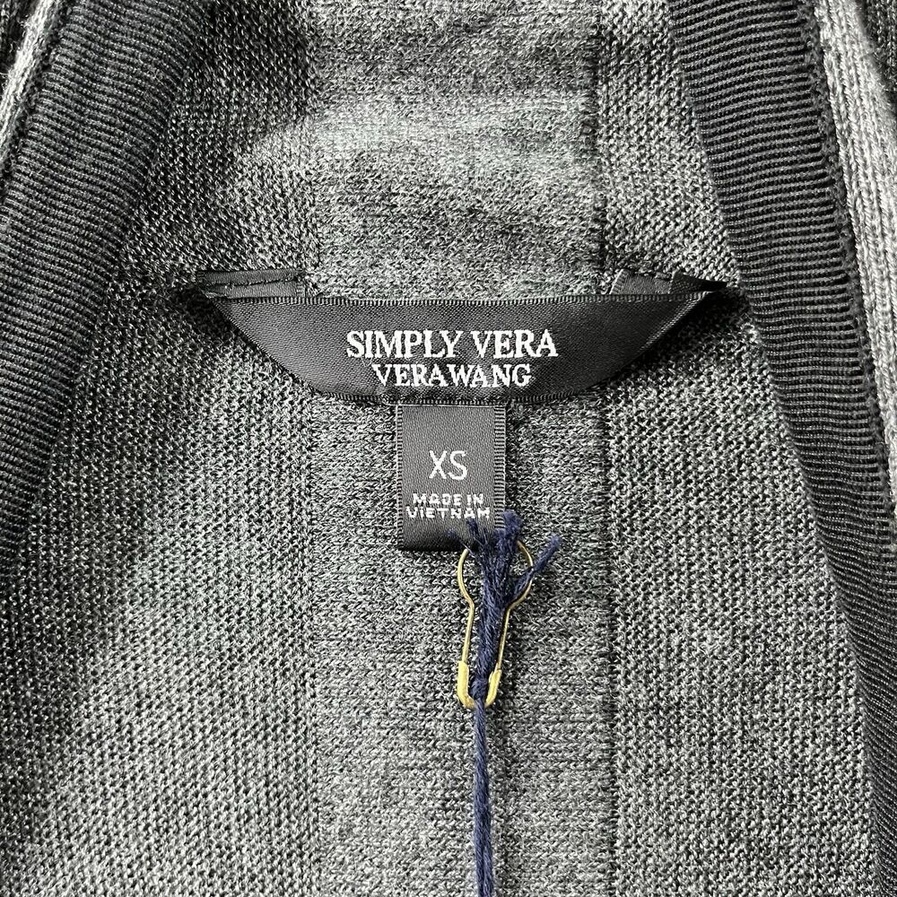 NWT Simply Vera Vera Wang Open Front Drape Cardigan Women’s XS Stretch Gray - Picture 4 of 9